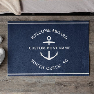 Felpudo Nombre de barco personalizado moderno Bienvenido a