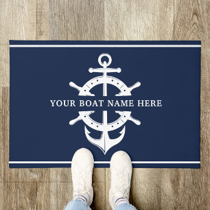 Felpudo Nombre de barco personalizado moderno timón de bar