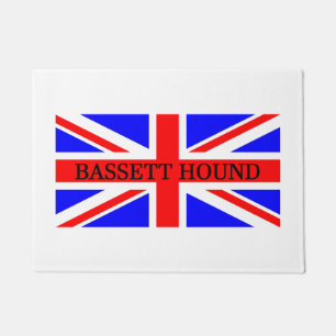 Felpudo nombre de basset hound en bandera