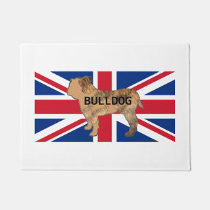 Felpudo nombre de bulldog silueta en bandera cervato y bri