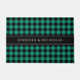 Felpudo Nombre de Cuadros Escoceses Gingham Verde Rústico