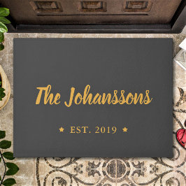 Felpudo Nombre de familia con guiones de mano de personali