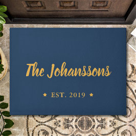 Felpudo Nombre de familia con guiones de mano de personali