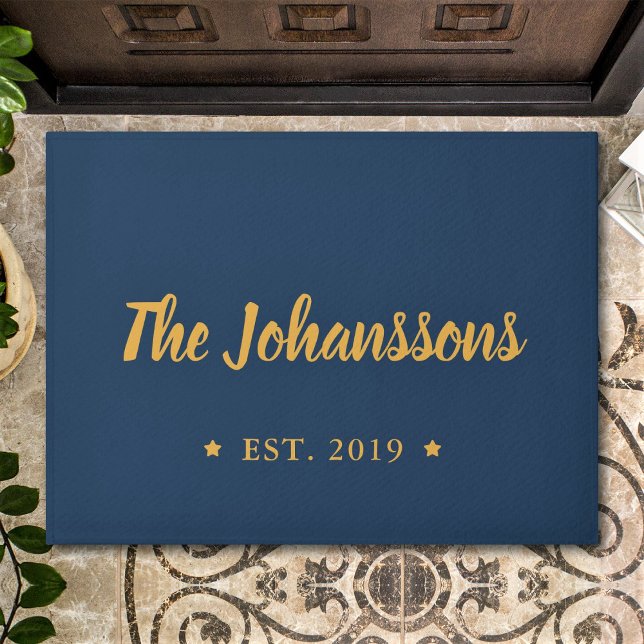 Felpudo Nombre de familia con guiones de mano de personali (Subido por el creador)