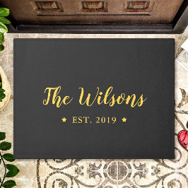 Felpudo Nombre de familia con guiones de mano de personali