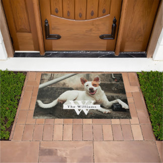 Felpudo Nombre de familia de foto de perro personalizada