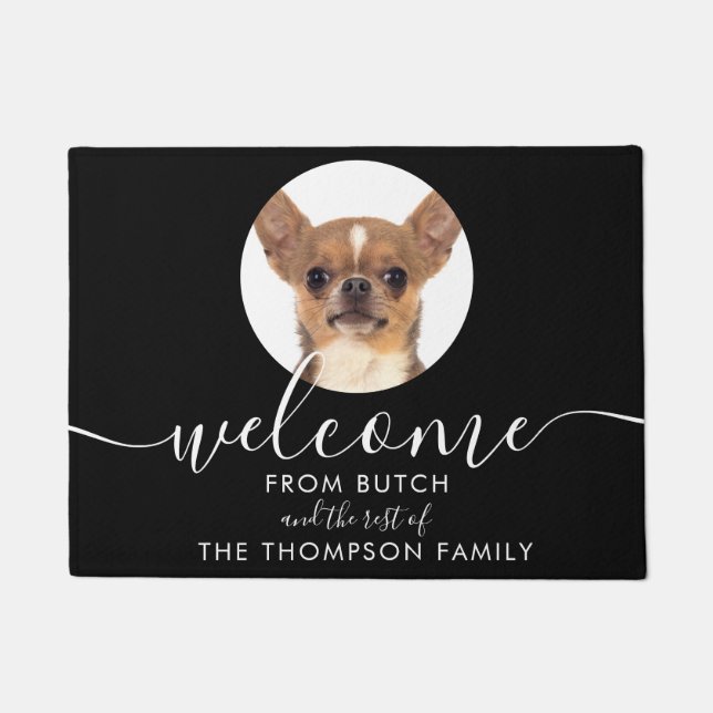 Felpudo Nombre de familia de fotos Mascota personalizada (Anverso)