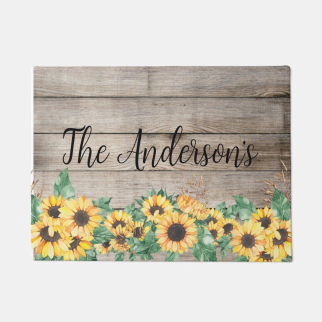 Felpudo Nombre de familia de girasoles rusos (Anverso)
