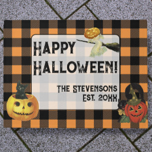 Felpudo Nombre de familia de las calabazas de Halloween de