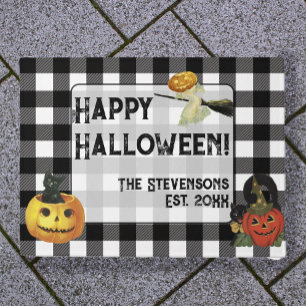 Felpudo Nombre de familia de las calabazas de Halloween de