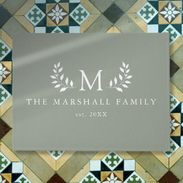 Felpudo Nombre de familia de monograma floral elegante mod