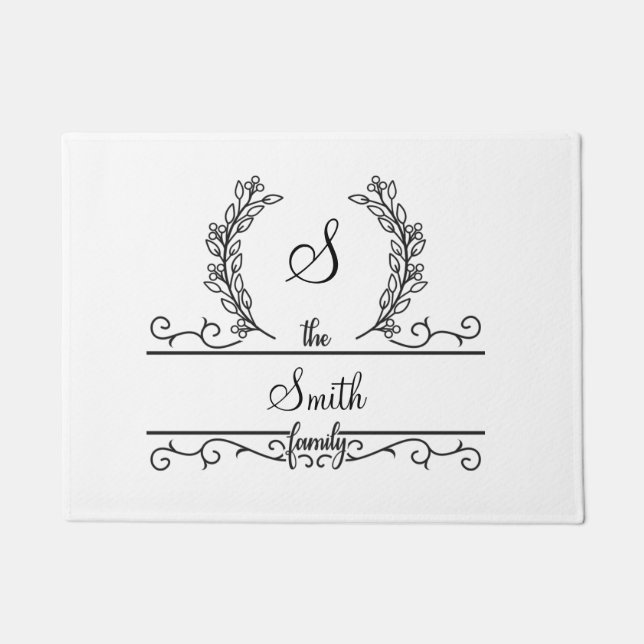 Felpudo Nombre de familia de monograma Letras de letra de  (Anverso)