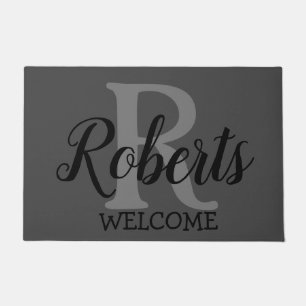 Felpudo Nombre de familia elegante monogramado