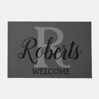 Felpudo Nombre de familia elegante monogramado