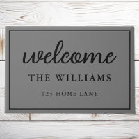Nombre de familia gris de bienvenida personalizado