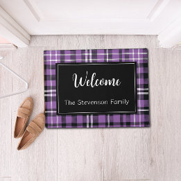 Felpudo Nombre de familia monogramada de bienvenida de col