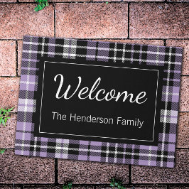 Felpudo Nombre de familia monogramada de bienvenida de col