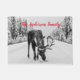 Felpudo Nombre De Familia Moose En Nieve