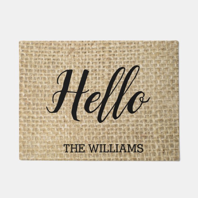 Felpudo Nombre de familia personal ruso con saludo (Anverso)