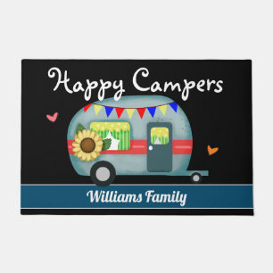 Felpudo Nombre de familia Personalizado Campers Happy