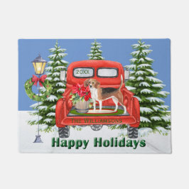 Felpudo Nombre de la familia Beagle Red Vintage Truck