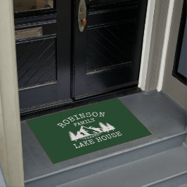 Felpudo Nombre de la familia Lake House Trees Forest Green