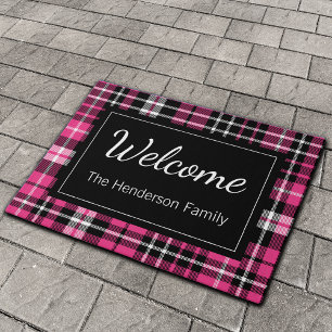 Felpudo Nombre de la familia monogramada de bienvenida col