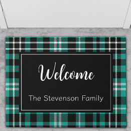 Felpudo Nombre de la familia monogramada de bienvenida ver