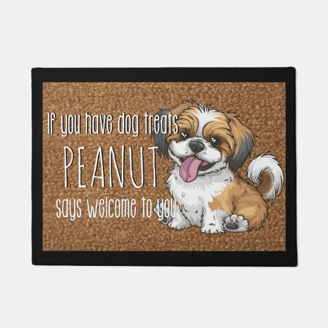 Felpudo Nombre de la pipa Shih Tzu Personalizado del Perro (Anverso)