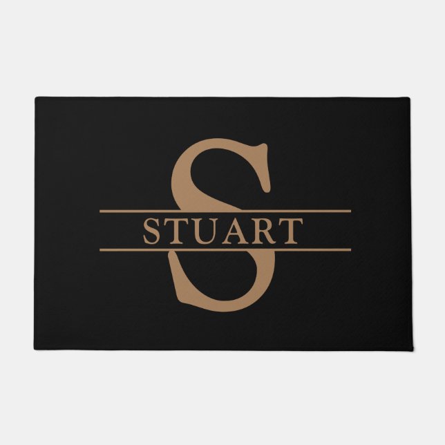 Felpudo Nombre de monograma personalizado Bienvenida moder (Anverso)