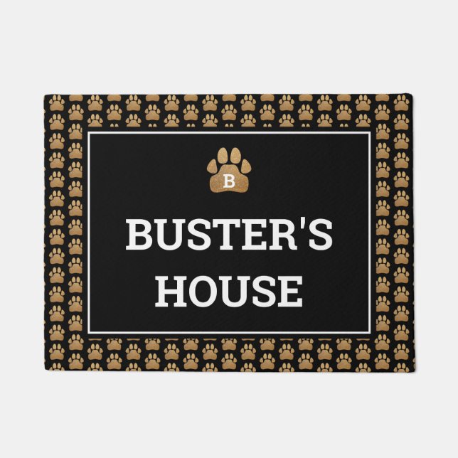 Felpudo Nombre de perro de impresión del Purpurina Faux Go (Anverso)