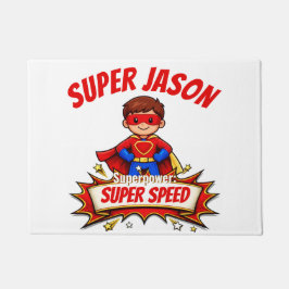 Felpudo Nombre de superhéroe personalizado para niños y su