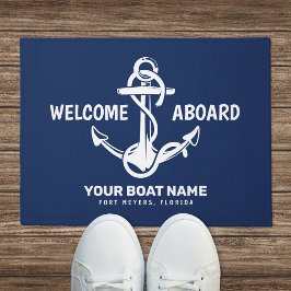 Felpudo Nombre del barco azul de la Marina Náutica