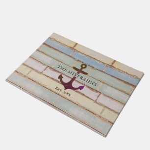 Felpudo Nombre del barco de madera rústica de Ancla Náutic