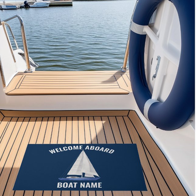 Felpudo Nombre del barco de vela (custom name sail boat yacht doormat with custom boat name)