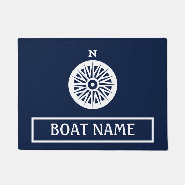 Felpudo Nombre del barco Dock Mat - brújula (Anverso)