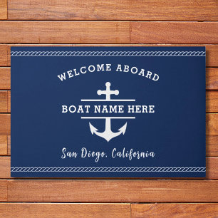 Felpudo Nombre del barco náutico personalizado Bienvenida