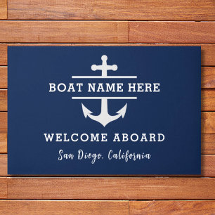 Felpudo Nombre del barco náutico personalizado Bienvenida