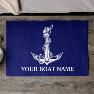 Felpudo Nombre del barco vintage nautical Anchor Rope