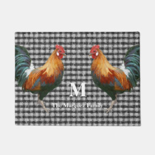 Felpudo Nombre del monograma Comprobación de color rojo ne