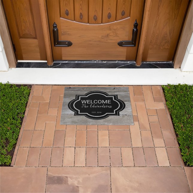 Felpudo Nombre familiar de la familia Rusn Barn wood negra (Exterior)