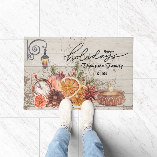 Felpudo Nombre familiar Elegante Navidades rústicos modern (Interior)