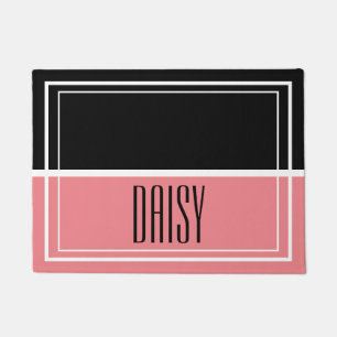 Felpudo Nombre Mascota personalizado Comida rosa y manteca