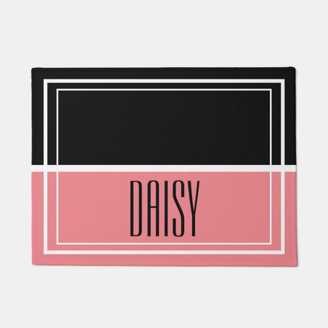 Felpudo Nombre Mascota personalizado Comida rosa y manteca (Anverso)