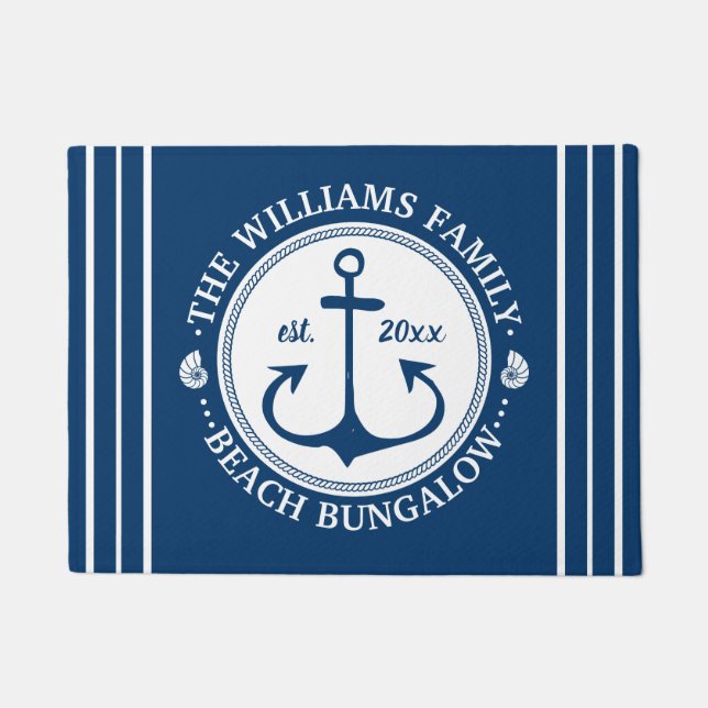 Felpudo Nombre náutico del personalizado del ancla de la (Anverso)