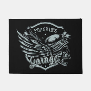 Felpudo NOMBRE Personalizado Biker Skull Wings Motorcycle