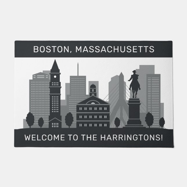 Felpudo Nombre personalizado Boston Massachusetts (Anverso)