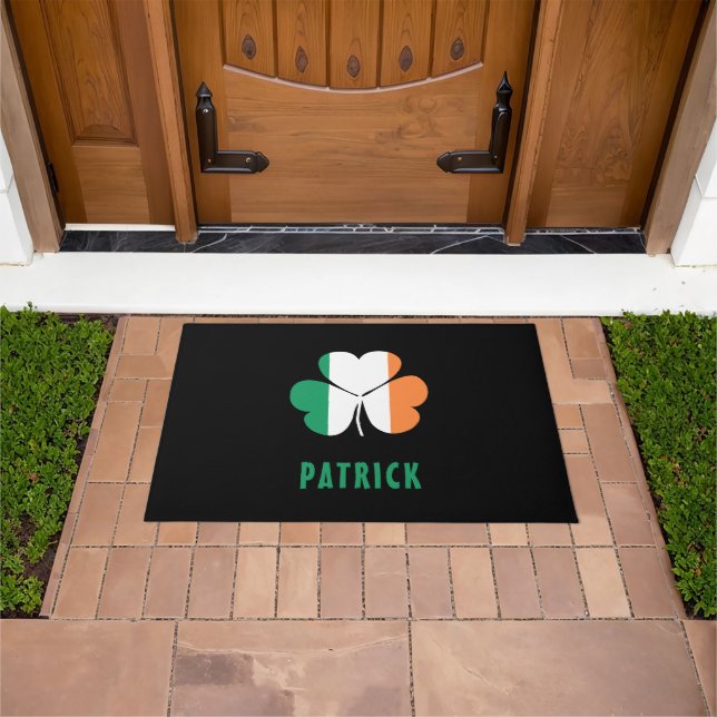 Felpudo Nombre personalizado Celtic Ireland Shamrock Irish (Exterior)