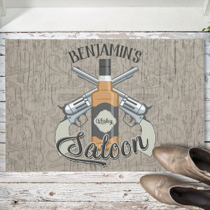 Felpudo NOMBRE personalizado Cowboy Revolver Gun Whiskey S