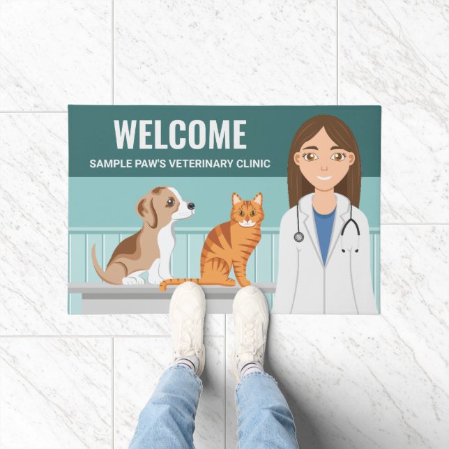 Felpudo Nombre personalizado de la Médico de veterinaria (Interior)